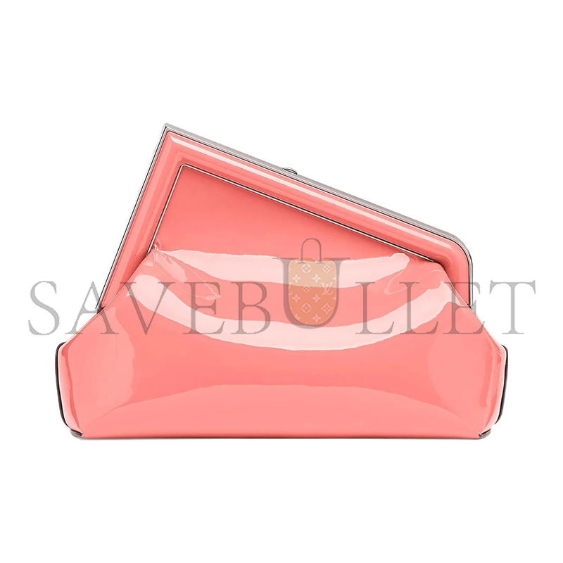 FENDI FIRST MIDI OVERSIZED F METAL CLIP PATENT LEATHER SHOULDER CROSSBODY CLUTCH 8BP137ANSNF1K3A (30*20*14cm)